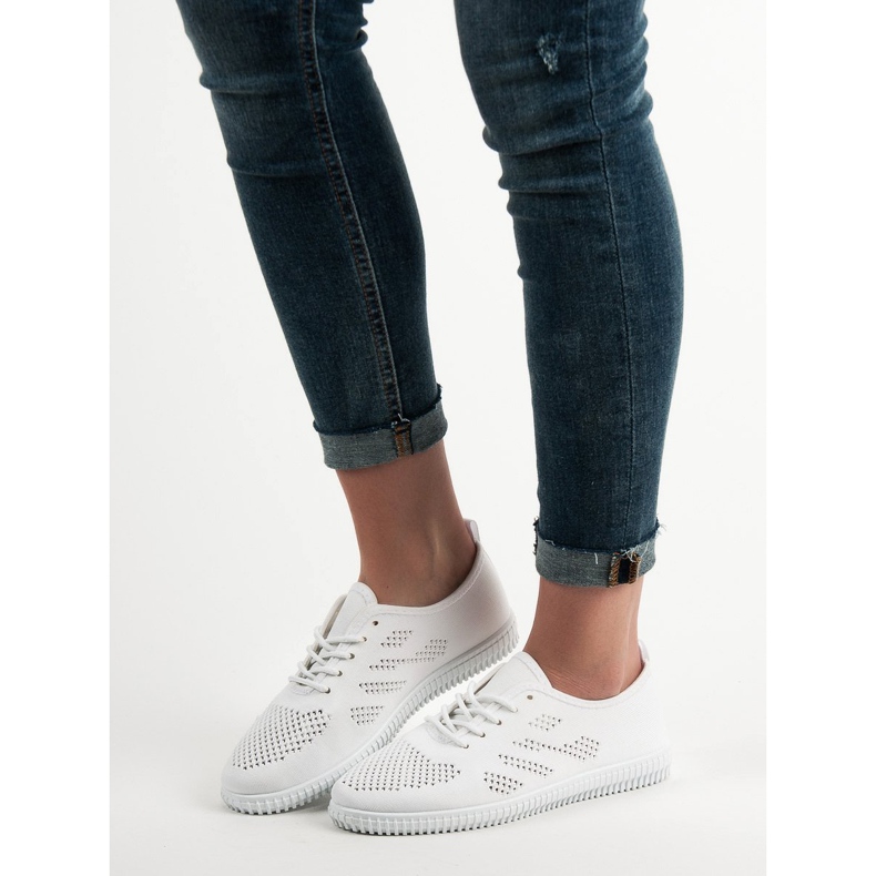 SHELOVET Tekstiiliset nauhoitetut jalkineet valkoinen 1