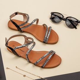 L. Lux. Shoes Litteät sandaalit, joissa on kuutiometriä musta 2