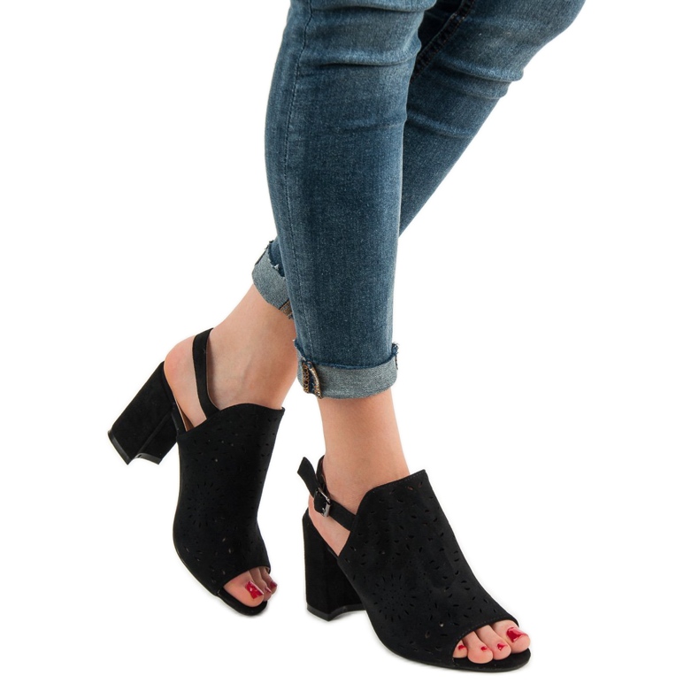 SHELOVET Suede suljettu sandaalit musta 1