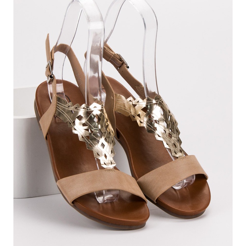 Kylie Tyylikkäät litteät sandaalit beige 2