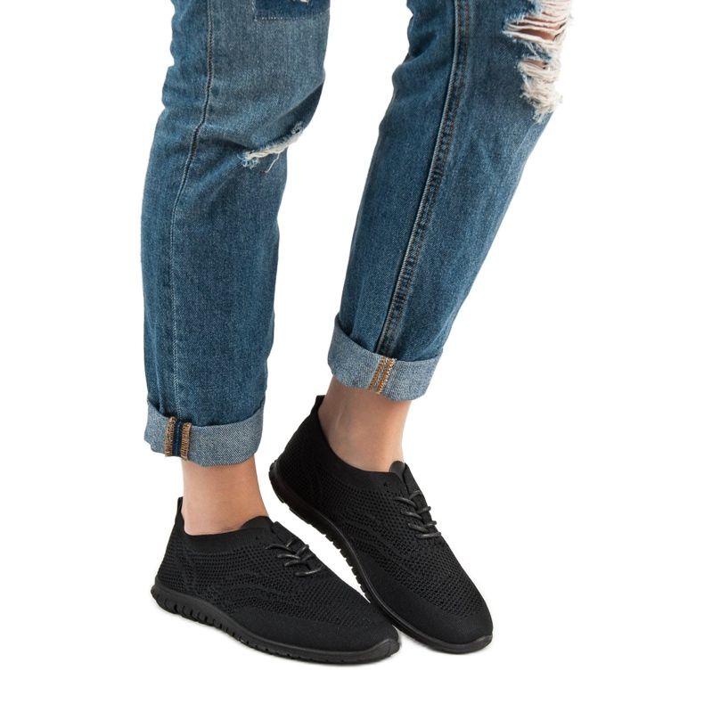 SHELOVET Tekstiiliset nauhoitetut jalkineet musta 1