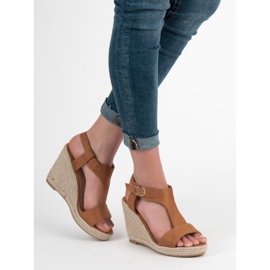 Anesia Paris Muodikkaat kiilamaiset sandaalit ruskea 2