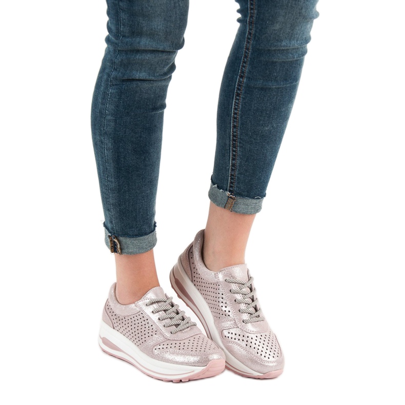 Filippo Nahkaiset brocade -kengät vaaleanpunainen 2