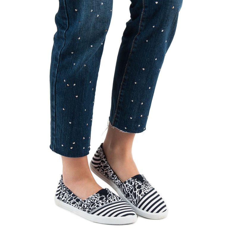 Sweet Shoes Slipons kuvioinnilla tummansininen 2
