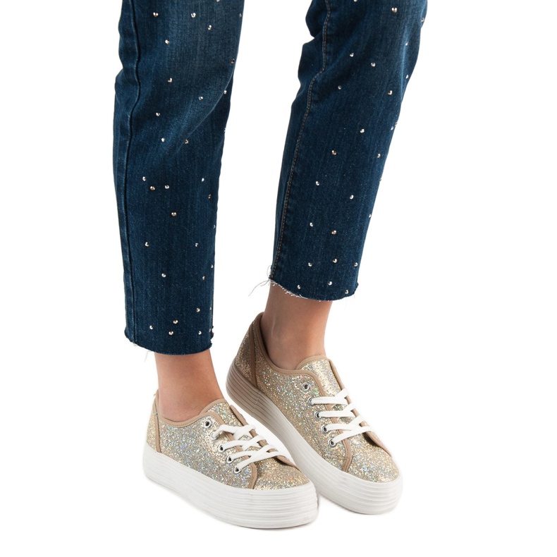 SHELOVET Glitterillä varustetut lenkkarit keltainen 2