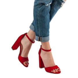 Ideal Shoes Mukavat korkokengät sandaalit punainen 4