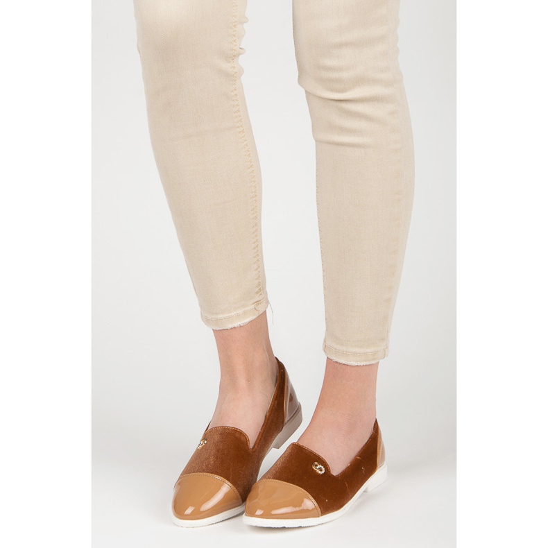 Velour -ballerinat ruskea 1