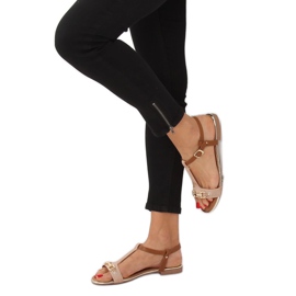 Vaaleanpunaiset naisten sandaalit 127-97 Vaaleanpunainen ruskea 2