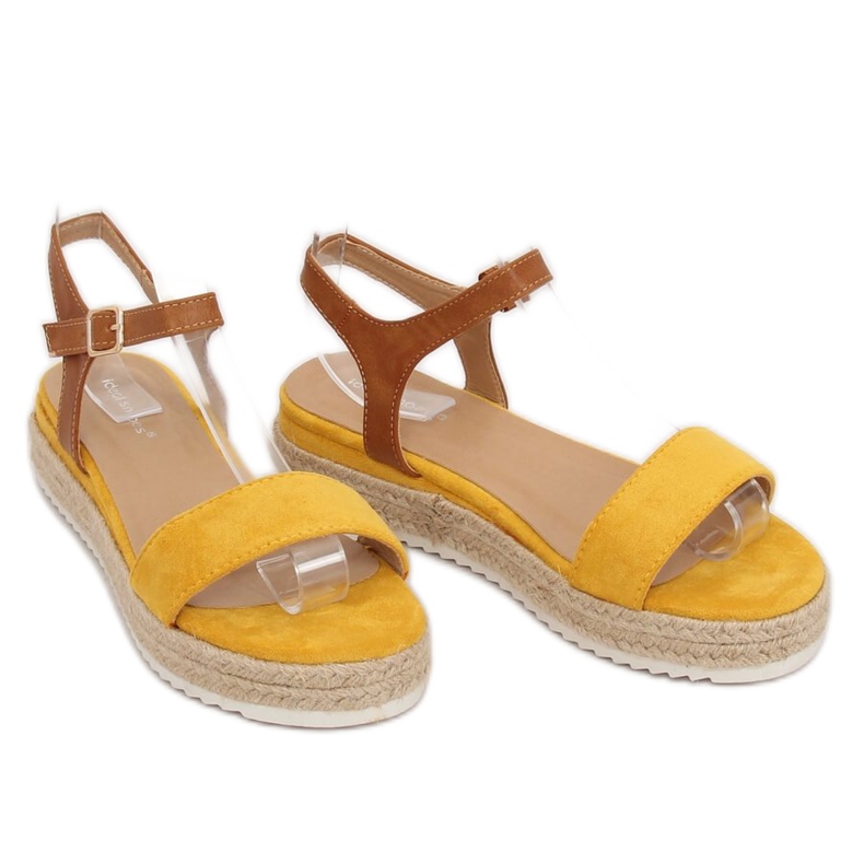 Keltaiset espadrilliset sandaalit Y-8224 Keltainen ruskea 2