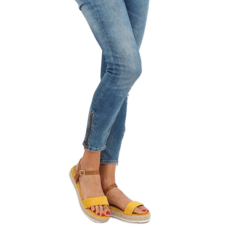 Keltaiset espadrilliset sandaalit Y-8224 Keltainen ruskea 1