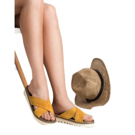 Laura Mode Sinappi mokkanahkatossut keltainen 1