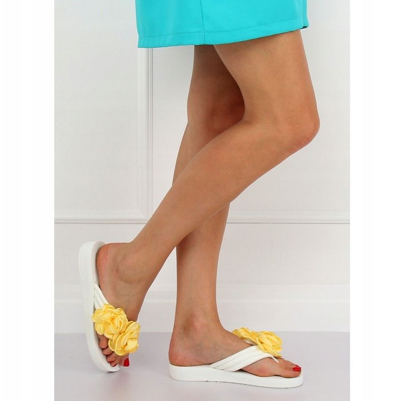 Valkoiset varvastossut TS-33 Valkoinen keltainen 2