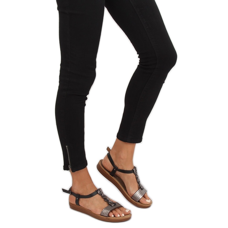 Mustat naisten sandaalit TS-7 Musta harmaa 2