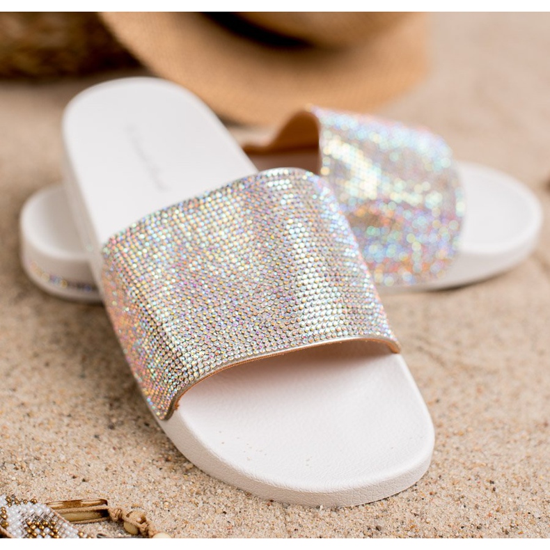 Sweet Shoes Tossut kristalleilla valkoinen harmaa 1