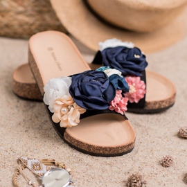 SHELOVET Mokkanahkatossut kukilla musta 1