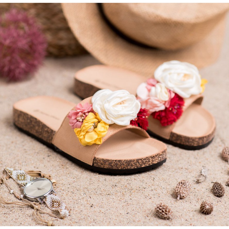 SHELOVET Mokkanahkatossut kukilla ruskea 2