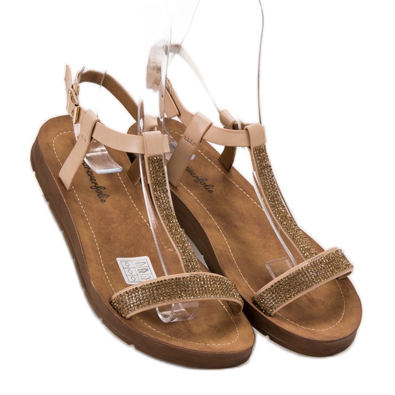 Forever Folie Sandaalit, joissa on kuutiomainen zirkonia ruskea 1