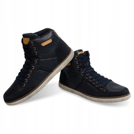 Korkeat tennarit Luonnonnahkaa XF117 Navy Blue laivastonsininen 1