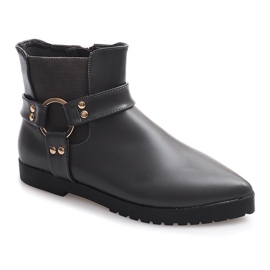 Lämpimät tyylikkäät saappaat, joissa solki HW14 harmaa 2