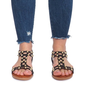 Kesäiset mustat litteät sandaalit 1