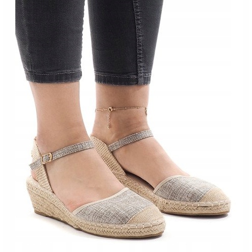 Harmaat kiilamaiset sandaalit espadrilles LLI-3M88-7 1