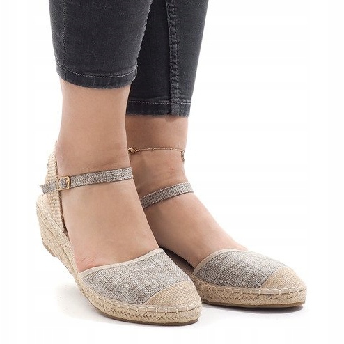 Harmaat kiilamaiset sandaalit espadrilles LLI-3M88-7 2