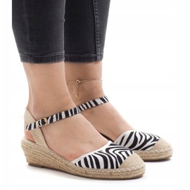 Zebra kiila sandaalit espadrilles LLI-3M88-7 valkoinen musta 1