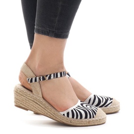 Zebra kiila sandaalit espadrilles LLI-3M88-7 valkoinen musta 2