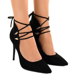 Mustat pumput sidotulla tapilla 6251-P 1