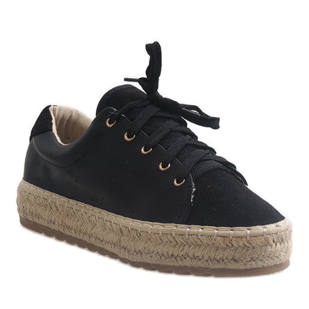 Mustat LX-07 nauhoitetut espadrillit 1