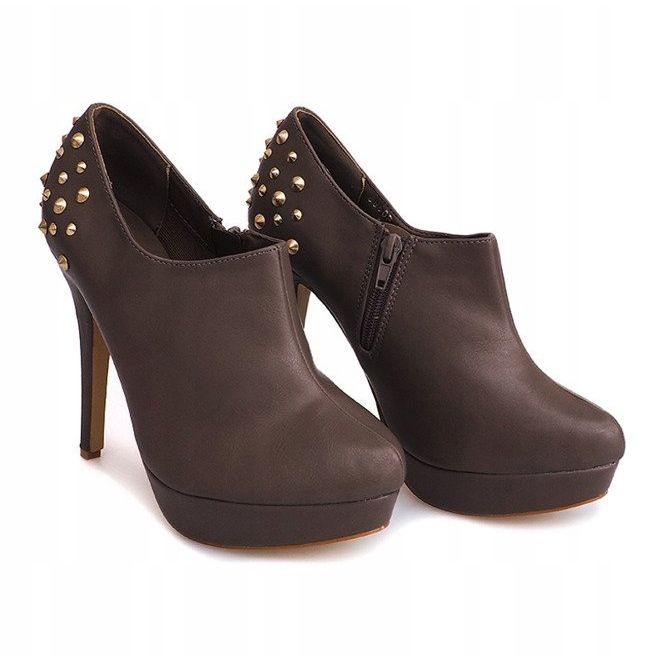 Tyylikkäät saappaat korkokengillä 8860P Khaki 1