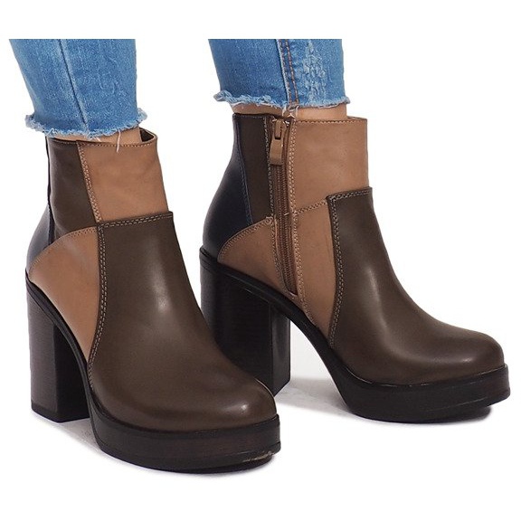 Saappaat kantapäällä, jossa joustava YBS280 Khaki monivärinen vihreä 2