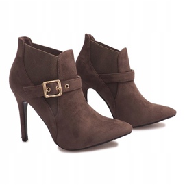 Saappaat korkokengät mokka PK097 Khaki monivärinen vihreä 1