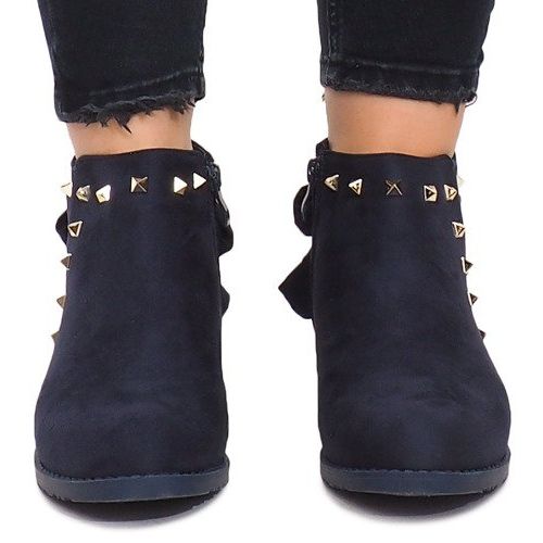 Suede saappaat vetoketjulla LL-168 Navy blue tummansininen 1