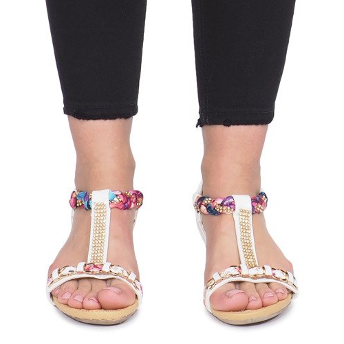 Valkoiset sandaalit herkällä Ruixin -kiilakorolla valkoinen 1