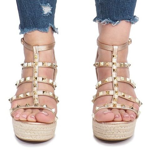 Samppanjakiiltoiset sandaalit Mood espadrilles kultainen 1