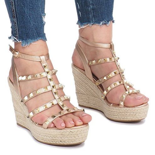 Samppanjakiiltoiset sandaalit Mood espadrilles kultainen 2