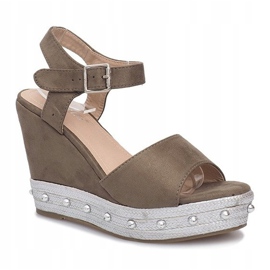 Matkusta vihreät kiilamaiset sandaalit monivärinen 1