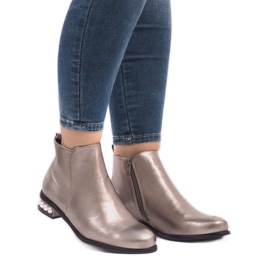 LEI-189 hopeiset saappaat helmillä harmaa 2