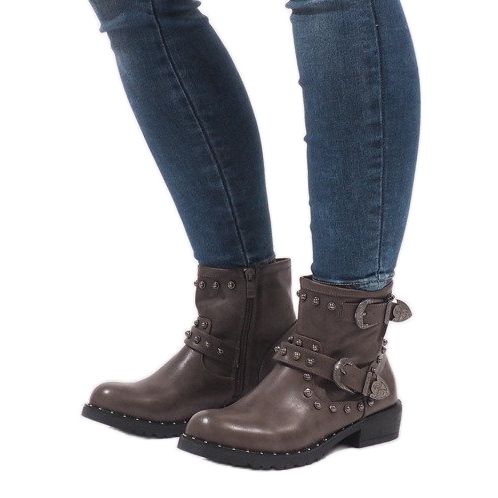 Khaki -saappaat, joissa soljet ja paljetit A8018 monivärinen vihreä 1