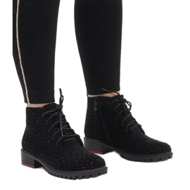 Mustat mokkanahkaiset nilkkurit, joissa on paljetteja 1013 1