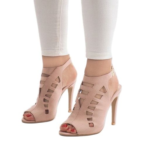 Vaaleanpunaiset avoimet saappaat korkealla kantapäällä 238-8 vaaleanpunainen 1