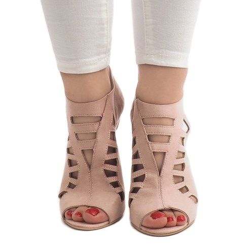 Vaaleanpunaiset avoimet saappaat korkealla kantapäällä 238-8 vaaleanpunainen 2