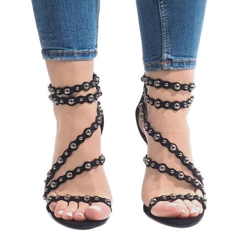 Mustat korkokengät sandaalit LE042P 2