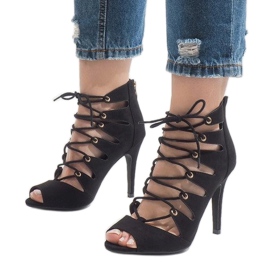 Mustat avokengät korkokengissä 9095-83A 1