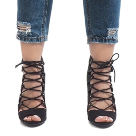 Mustat avokengät korkokengissä 9095-83A 2