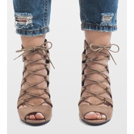 Khakinväriset avokkaat korkokengillä 9095-83A monivärinen vihreä 2