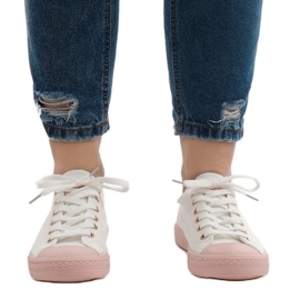 Valkoiset lenkkarit YZ110-9 valkoinen vaaleanpunainen 2