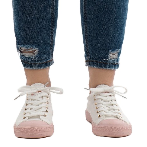 Valkoiset lenkkarit YZ110-9 valkoinen vaaleanpunainen 2