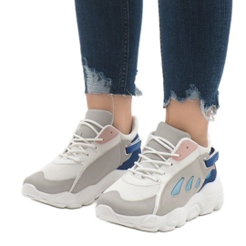 Moniväriset trendikkäät urheilukengät 9115 Sininen valkoinen vaaleanpunainen harmaa 1